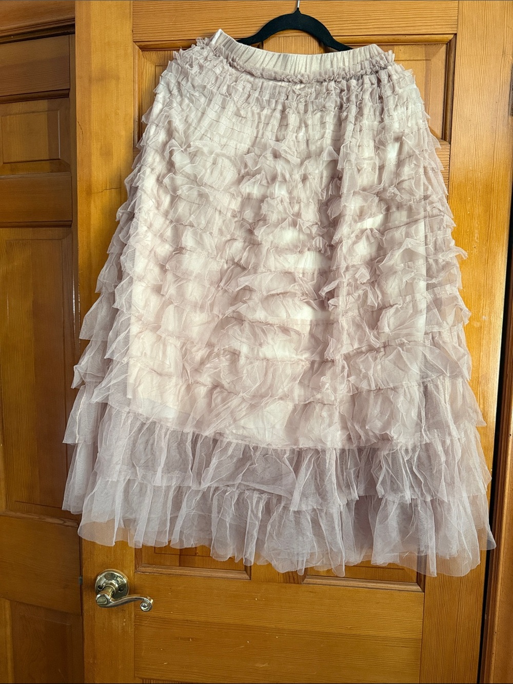 Tiered Ruffle Midi Skirt — Light Blush Pink